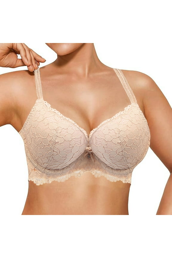 Bras For Women Push Up Bras For Women 2 Cups Sexy Lace Cleavage Extra Padded Bra Underwire Everyday Tshirt Bras /Beige