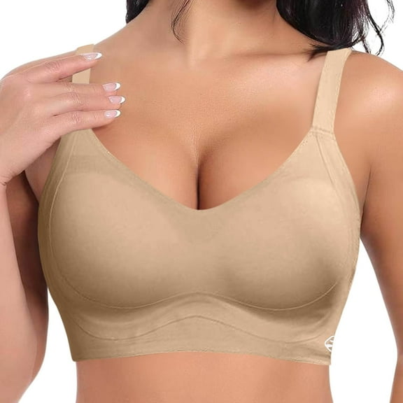 FYDUU Bras For Women This Women's Small Bust With A Tight Fitting Sagging Seamless And Adjustable Steel Ring Bra Soft Push Up Wireless Bras /Khaki