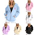 thumbnail image 1 of FYDUU Breast Cancer Awareness Gifts Zip Up Hoodie Women Long Sleeve Sweatshirt Jacket with Pockets Full Zip Up Hoodies for Women, 1 of 7
