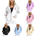 thumbnail image 1 of FYDUU Breast Cancer Awareness Gifts Zip Up Hoodie Women Long Sleeve Sweatshirt Jacket with Pockets Full Zip Up Hoodies for Women, 1 of 7