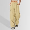 thumbnail image 1 of FYDUU Cargo Pants for Girls Casual High Waisted Drawstring Loose Fit Pants Stylish Girls Jogger Pants Back to School Trousers Relaxed Slacks M/150, 1 of 4