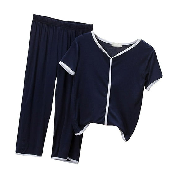 FYDUU Children's Sleepwear Short Sleeve Shirt Pants Set Summer Thin Boys Girls Solid Color Home Wear Loose Loungewear Suit Boys Cute Pajama Sets For 5-6 Years