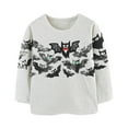 thumbnail image 1 of FYDUU Children's T Shirt Halloween Bat Print Boy's Long Sleeve T Shirts Fashion Crewneck Tops Pullover Autumn Comfortable Tee Shirts Stylish Leisure 5-6 Years, 1 of 8