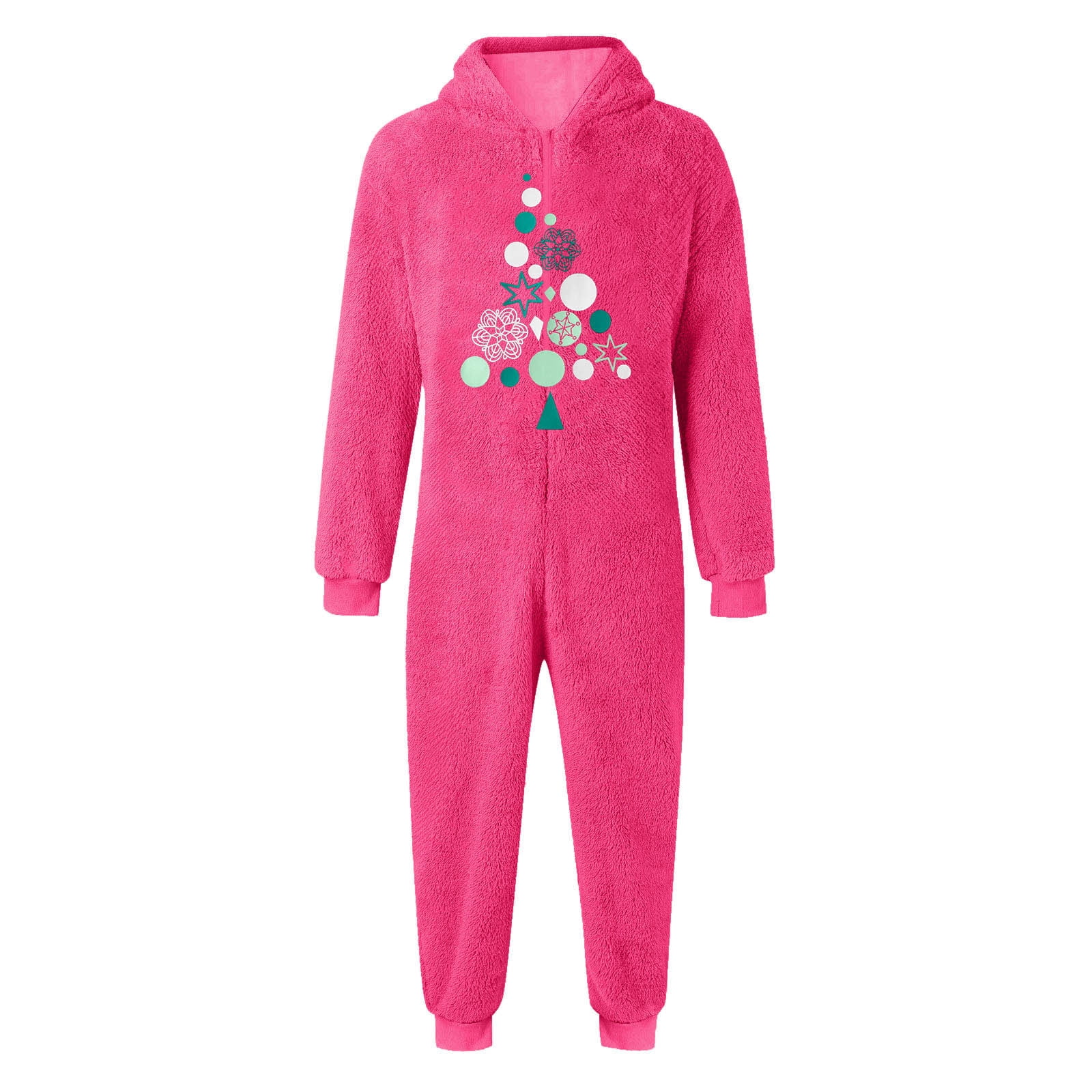 FYDUU Christmas Girls Zip Up Jumpsuits Kids Fuzzy Hooded Rompers Soft Cozy Onesie Pajamas One-Piece Warm Winter Clothes Soft Warm Rompers 9-10 Years