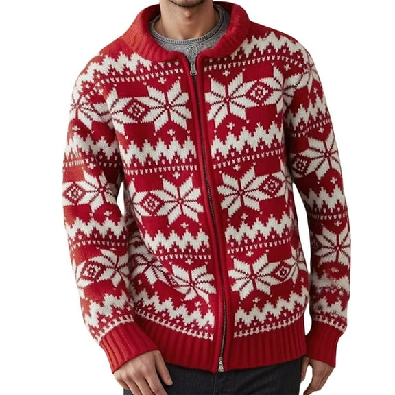 FYDUU Christmas Sweater For Men Winter Casual Sweater Coat Men's Long Sleeve Warm Knit Cardigan Jacket Soft Lined Sweaters Outwear Slim Fit Sweaters