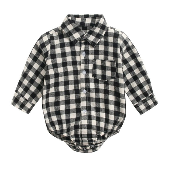FYDUU Cute Baby Boy Clothes Rompers Baby Boys Girls Patchwork Plaid Long Sleeve Shirt Bodysuit Romper Clothes Gentleman Suit Outfits 2-3 Years
