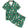 thumbnail image 1 of FYDUU Cute Pajamas for Girls Chicken Pattern Print Girls Pajamas Short Sleeve Button Down Shirt And Shorts Kids Soft Sleepwear Outfits Nightwear 12-13 Years, 1 of 4