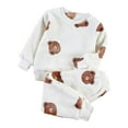 thumbnail image 1 of FYDUU Cute Pajamas for Girls Toddler Boys Girls' Flannel Pajamas Long Sleeve Tops And Pants Sleepwear Winter Warm Soft Fuzzy Homewear Nightwear 18-24 Months, 1 of 3