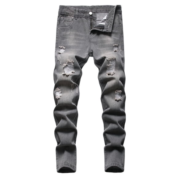 FYDUU Fashion Boys Jeans Boy's Fit Ripped Jeans Distressed Stretch Slim Jeans Denim Pants 6-7 Years