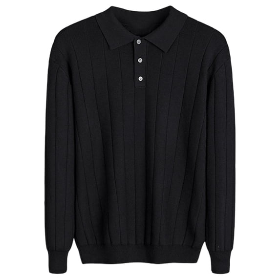 FYDUU Fashion Shirts for Men Knit Long Sleeve Shirt Business Casual Pullover Sweater Thermal Warm Base Layer Top Winter Fall Button T-Shirt Tops