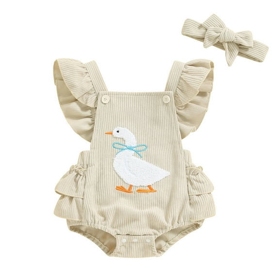 FYDUU My First Thanksgiving Baby Girl Outfit Onesie Turkey Romper Jumpsuit Corduroy Overalls With Bow Headband Cute Outfits Clothes Fashion Jumpsuits 0-3 Months