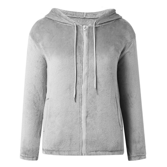 FYDUU Jacket Women Women's Fuzzy Jacket Flannel Coat Winter Warm Shaggy Teddy Coats Long Sleeve Outwear With Hood Jackets Comfort Casual Coats
