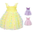 thumbnail image 1 of FYDUU Flower Girl Dress Butterfly Colorful Tulle Tutu Dresses Sleeveless Party Gown Princess Birthday Dress for Girls Casual Sundress 4-5 Years, 1 of 7