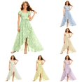 thumbnail image 1 of FYDUU Flower Girl Dress Girls Flutter Sleeve Floral Dresses Summer Ruffle Flowy Long Maxi Dress Elegant Party A-Line Sundress for Girls 7-8 Years, 1 of 4