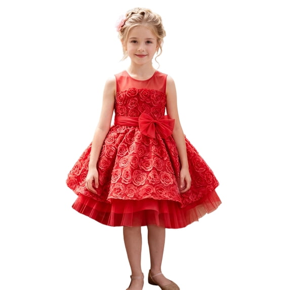 FYDUU Flower Girl Dress Wedding Guest Dresses Girls Birthday Party Dress Princess Dresses Formal Pageant Gown Elegant Tulle Dress 2-3 Years