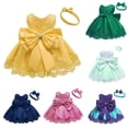 thumbnail image 1 of FYDUU Flower Girl Dresses Elegant Lace Dress for Baby Girls Princess Dresses Party Tutu Gown Solid Color Summer Casual Sundress 2-3 Years, 1 of 4