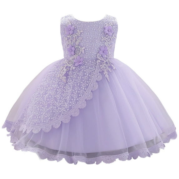 FYDUU Flower Girls Party Dress Girls Dress Baby Dress Bowknot Infant Christening Gown Everyday Wear Kids Clothing 12-18 Months