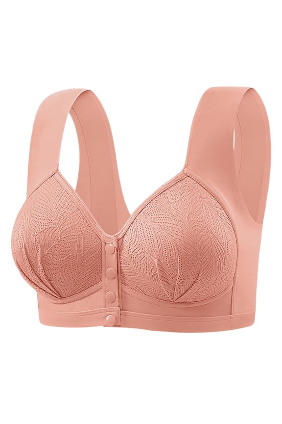 Front Closure Bras For Women Plus Size Push Up Comfortable No Underwire Bra For Seniors Full Coverage Bras Womens Bralettes Everyday Bra /Brick Red