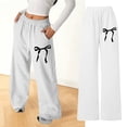 thumbnail image 1 of FYDUU Girl's Baggy Sweatpants Bow Print Elastic Waist Drawstring Jogger Pants Loose Fit Straight Leg Athletic Trousers Girls Sweatpants 12-13 Years, 1 of 7