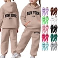 thumbnail image 1 of FYDUU Girl's Sweatsuit 2 Piece Outfits Casual Letter Print Long Sleeve Hooded Sweatshirt and Sweatpants Kids Fall Winter Clothes 8-9 Years, 1 of 7