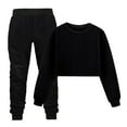 thumbnail image 1 of FYDUU Girls 2Pcs Fall Winter Outfit Girls Clothes 2 Piece Outfits Solid Color Long Sleeve Pullover Sweatshirts Sweatpants Outfit Kids Sweatsuit Sets 4-5 Years, 1 of 3