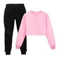thumbnail image 1 of FYDUU Girls 2Pcs Fall Winter Outfit Girls Clothes 2 Piece Outfits Solid Color Long Sleeve Pullover Sweatshirts Sweatpants Outfit Kids Sweatsuit Sets 6-7 Years, 1 of 3