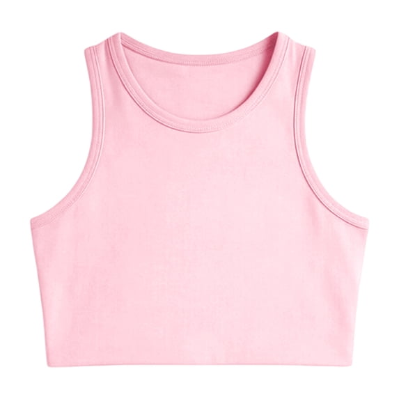 FYDUU Girls Athletic Tank Tops Summer Crew Neck Sleeveless T Shirts Crop Tops Breathable Workout Tee Shirts Comfort Stretch Yoga Tops 1-4 Years