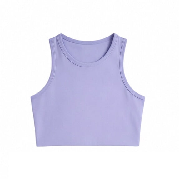 FYDUU Girls Athletic Tank Tops Summer Crew Neck Sleeveless T Shirts Crop Tops Breathable Workout Tee Shirts Comfort Stretch Yoga Tops 6-8 Years