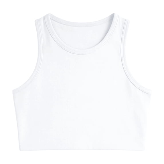 FYDUU Girls Athletic Tank Tops Summer Crew Neck Sleeveless T Shirts Crop Tops Breathable Workout Tee Shirts Comfort Stretch Yoga Tops 8-10 Years