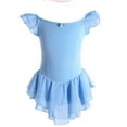 thumbnail image 1 of FYDUU Girls Ballet Leotards with Skirt Ruffle Sleeve Ballet Dance Dress Solid Color Tutu Skirted Leotard Kids Toddler Gymnastic Dancewear Floral Midi Dress 3-4 Years, 1 of 2