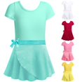 thumbnail image 1 of FYDUU Girls Ballet Leotards with Removable Skirt Ballet Dance Dress Set Short Sleeve Ballet Practice Gymnastics Performance Outfit 4-5 Years, 1 of 4