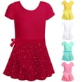 thumbnail image 1 of FYDUU Girls Ballet Leotards with Removable Skirt Ballet Dance Dress Set Short Sleeve Ballet Practice Gymnastics Performance Outfit 5-6 Years, 1 of 4