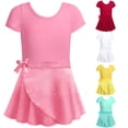 thumbnail image 1 of FYDUU Girls Ballet Leotards with Removable Skirt Ballet Dance Dress Set Short Sleeve Ballet Practice Gymnastics Performance Outfit 5-6 Years, 1 of 4