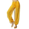 thumbnail image 1 of FYDUU Girls Belly Dance Pants Stage Performance Halloween Carnival Sequin Dance Pants Elastic Waist Lantern Pants Fashion Sparkling Dance Pants 4-5 Years, 1 of 3