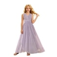 thumbnail image 1 of FYDUU Girls Bridesmaid Dresses Flower Girl Dress Elegant Wedding Pageant Long Maxi Dress A-Line Holiday Birthday Party Gown 12-13 Years, 1 of 9