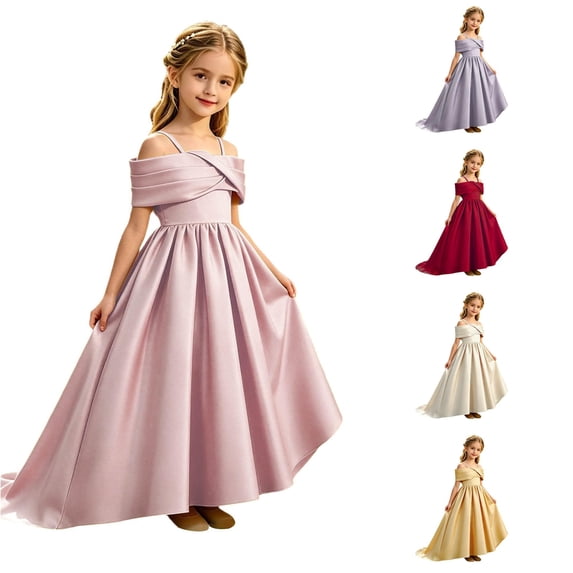 FYDUU Girls Bridesmaid Dresses Flower Girl Dress Formal Wedding Pageant Long Maxi Dress A-Line Birthday Party Gown Princess Dress 11-12 Years