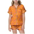 thumbnail image 1 of FYDUU Girls Christmas Pajamas 2 Piece Set Bow Print Short Sleeve Top And Shorts Casual Pajamas Toddler Kids Sleepwear Nightwear Loungewear Soft Fall Clothes, 1 of 4