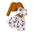 thumbnail image 1 of FYDUU Girls Clothes Fall Outfits Girls Dress And Cardigan Sets Fashion Floral Print Sleeveless Dresses And Long Sleeve Cardigan Set Fall Clothes 3-4 Years, 1 of 9