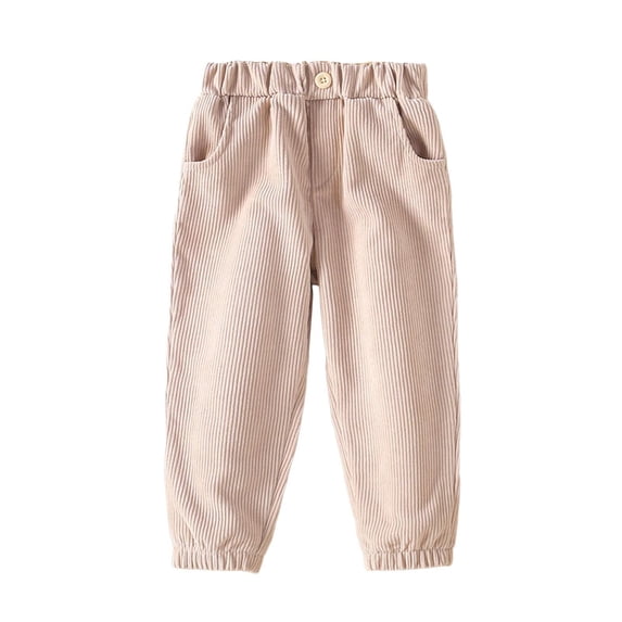 FYDUU Girls Corduroy Pants For Toddler Kids Soft Comfortable Casual Long Pants With Elastic Waist Everyday Wear And Outdoor Activities Temperament Suit 3-4 Years