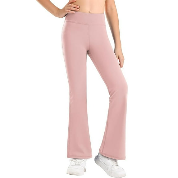 FYDUU Girls Flare Leggings Fashion Girls High Waisted Workout Yoga Pants Kids Stretchy Flared Leggings Soft Comfortable Full Length Bell Bottoms 12-13 Years