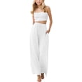 thumbnail image 1 of FYDUU Girls Flowy Palazzo Pants Girl's Loose Drawstring Wide Leg Pants High Waisted Palazzo Pants Solid Color Casual Beach Trousers With Pocket 12-13 Years, 1 of 6