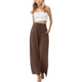 thumbnail image 1 of FYDUU Girls Flowy Palazzo Pants Girl's Loose Drawstring Wide Leg Pants High Waisted Palazzo Pants Solid Color Casual Beach Trousers With Pocket 8-9 Years, 1 of 6