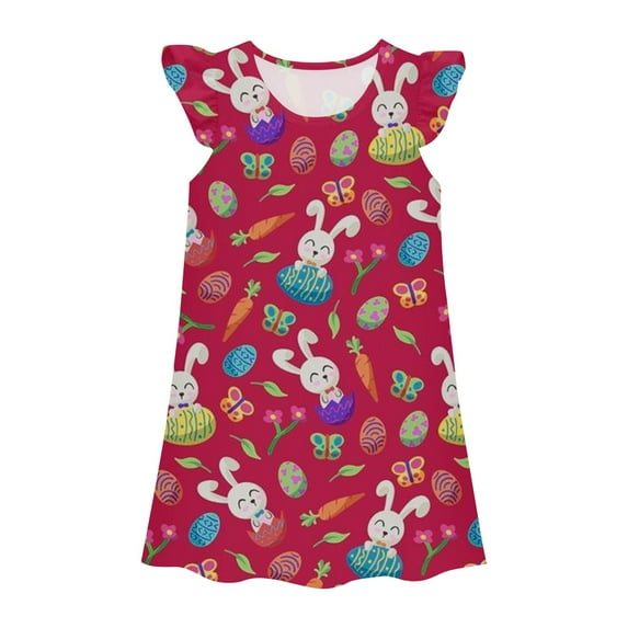 FYDUU Girls Nightgowns Kids Easter Printes Princess Nightdress Cute Toddler Nightgown Night Sleep Dress Casual Clothes Soft Sleepdress For 9-10 Years