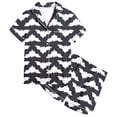 thumbnail image 1 of FYDUU Girls Pajama Set 2 Piece Halloween Pajama Set Cute Pumpkin Bat Print Short Sleeve Shorts Striped Sleepwear Kids Loungewear Outfit Nightwear 10-11 Years, 1 of 4