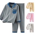 thumbnail image 1 of FYDUU Girls Pajamas Long Sleeve Button Down Sleepwear Fall Winter Cozy Loungewear for Kids Soft Pajama Sets Casual Home Outfit 18-24 Months, 1 of 5