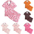thumbnail image 1 of FYDUU Girls Pajamas Set Cute Print Short Sleeve Top and Shorts 2 Piece Sleepwear Loungewear for Kids Comfortable Nightwear Outfit 12-13 Years, 1 of 4