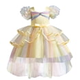 thumbnail image 1 of FYDUU Girls Puffy Pageant Rainbow Tulle Princess Dresses Tiered Birthday Party Tutu Gown With Long Train Formal Performances Dresses 4-5 Years, 1 of 7