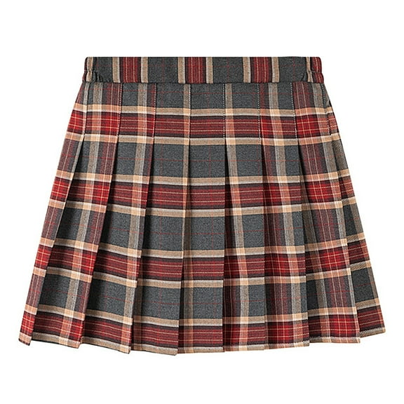 FYDUU Girls Skirts Golf Skorts Girls' Pleated Plaid Mini Skirt With Shorts Girl Uniform School Tennis Skater Skirts Skort Casual Daily Wear Fall Daily Skirt 6-7 Years