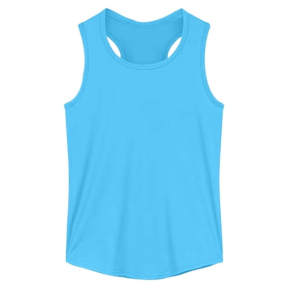 FYDUU Girls Tank Tops Kids Sleeveless Shirts Round Neck Athletic Tank Top Tee Shirts Summer Breathable Stretchy Casual Workout Tops 7-8 Years