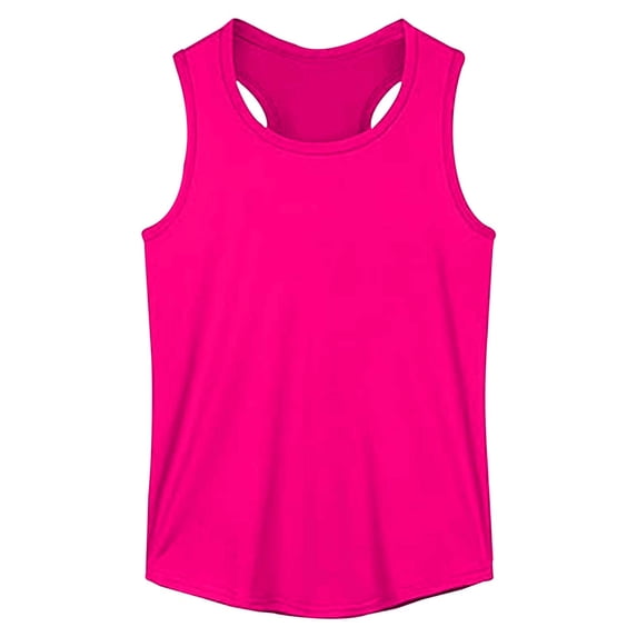FYDUU Girls Tank Tops Kids Sleeveless Shirts Round Neck Athletic Tank Top Tee Shirts Summer Breathable Stretchy Casual Workout Tops 9-10 Years